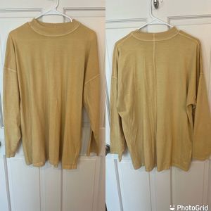 We the free large oversized long sleeve T-shirt mock neck loose fit soft yellow